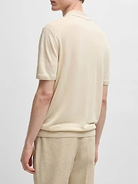Linen-Blend Sweater with Zip Placket