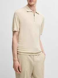 Linen-Blend Sweater with Zip Placket
