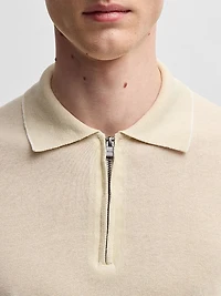 Linen-Blend Sweater with Zip Placket
