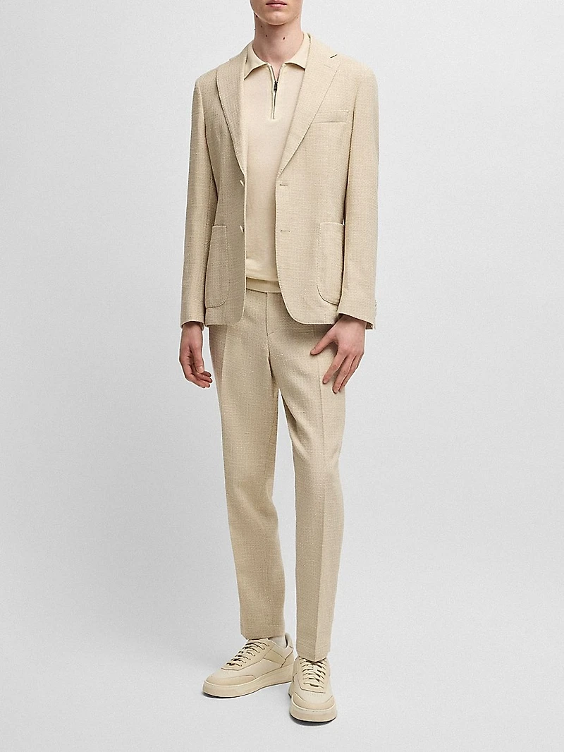 Linen-Blend Sweater with Zip Placket