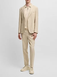 Linen-Blend Sweater with Zip Placket