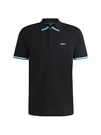 Paddy Knit Polo Shirt Cotton with Striped Trims