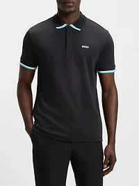 Paddy Knit Polo Shirt Cotton with Striped Trims