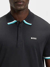 Paddy Knit Polo Shirt Cotton with Striped Trims