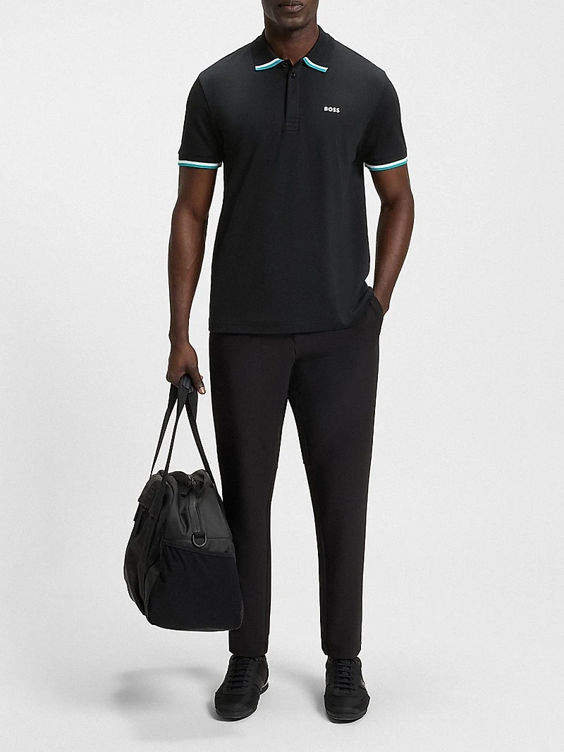 Paddy Knit Polo Shirt Cotton with Striped Trims