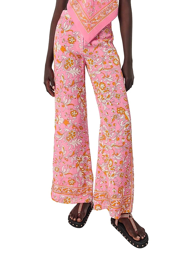 Patterned Linen Trousers