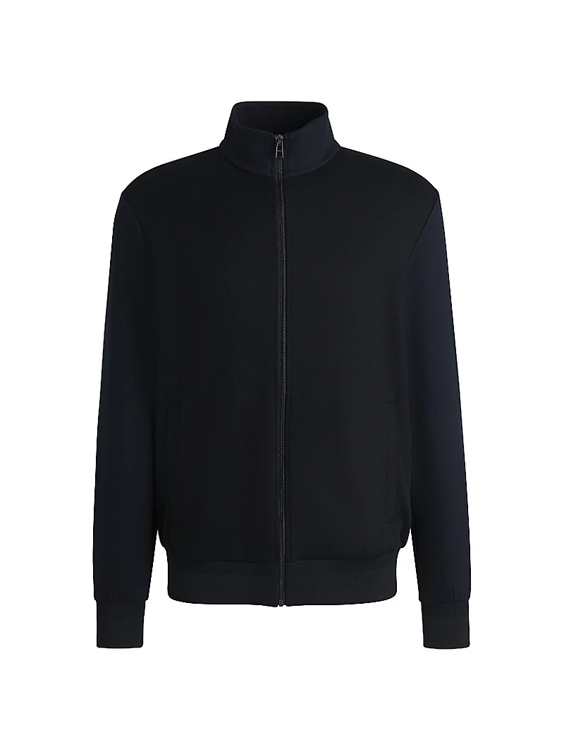Regular-Fit Zip-Up Sweatshirt Stretch Cotton