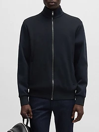 Regular-Fit Zip-Up Sweatshirt Stretch Cotton
