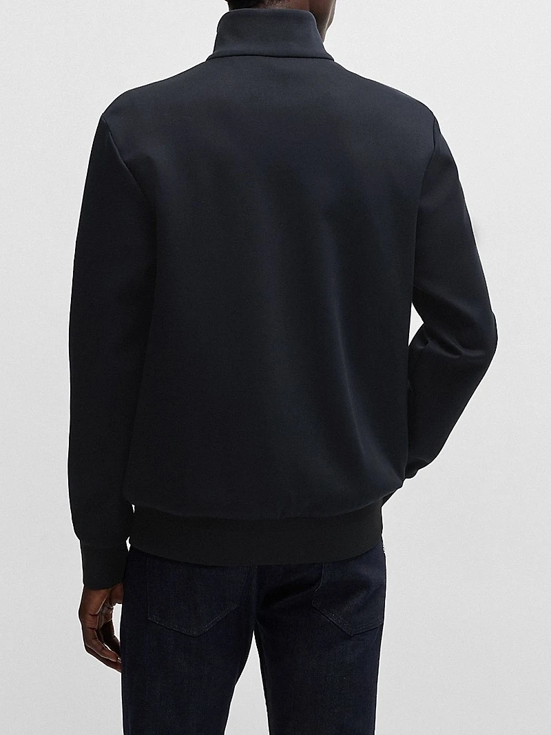 Regular-Fit Zip-Up Sweatshirt Stretch Cotton