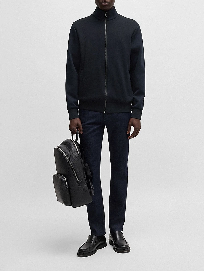 Regular-Fit Zip-Up Sweatshirt Stretch Cotton