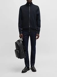 Regular-Fit Zip-Up Sweatshirt Stretch Cotton