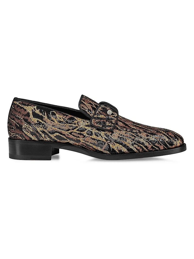 Chambelimoc Night Strass Ocelot Loafers
