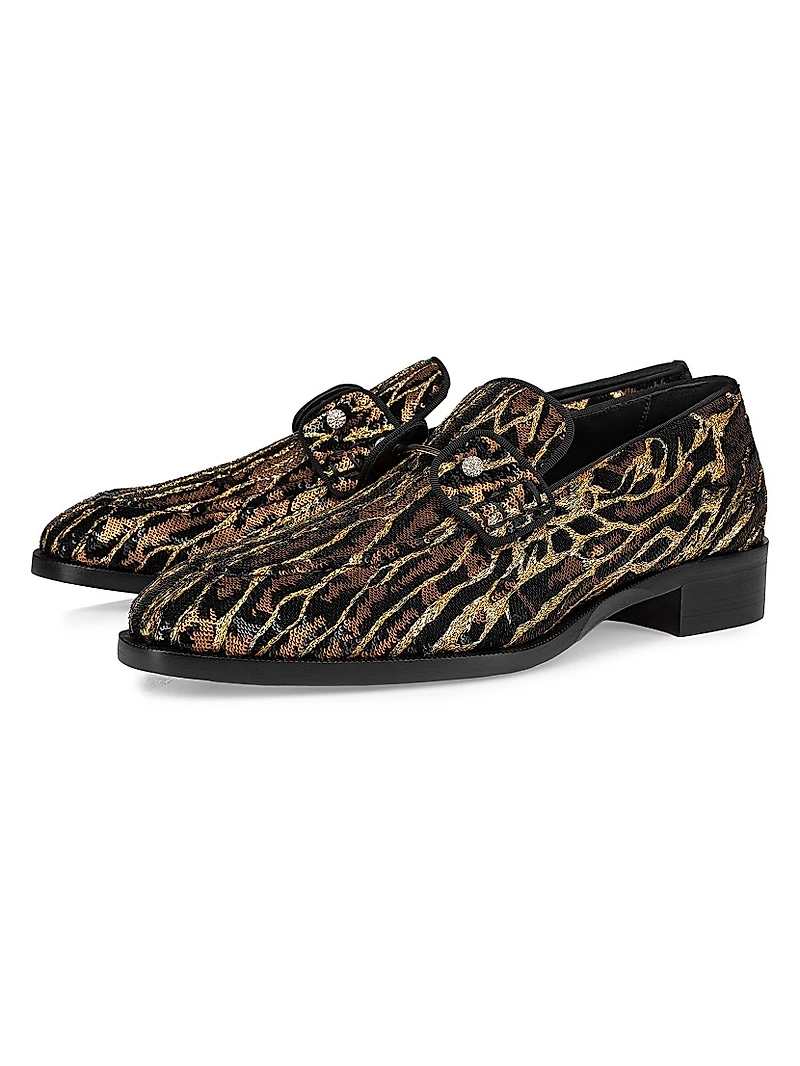 Chambelimoc Night Strass Ocelot Loafers