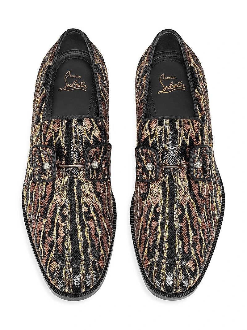 Chambelimoc Night Strass Ocelot Loafers