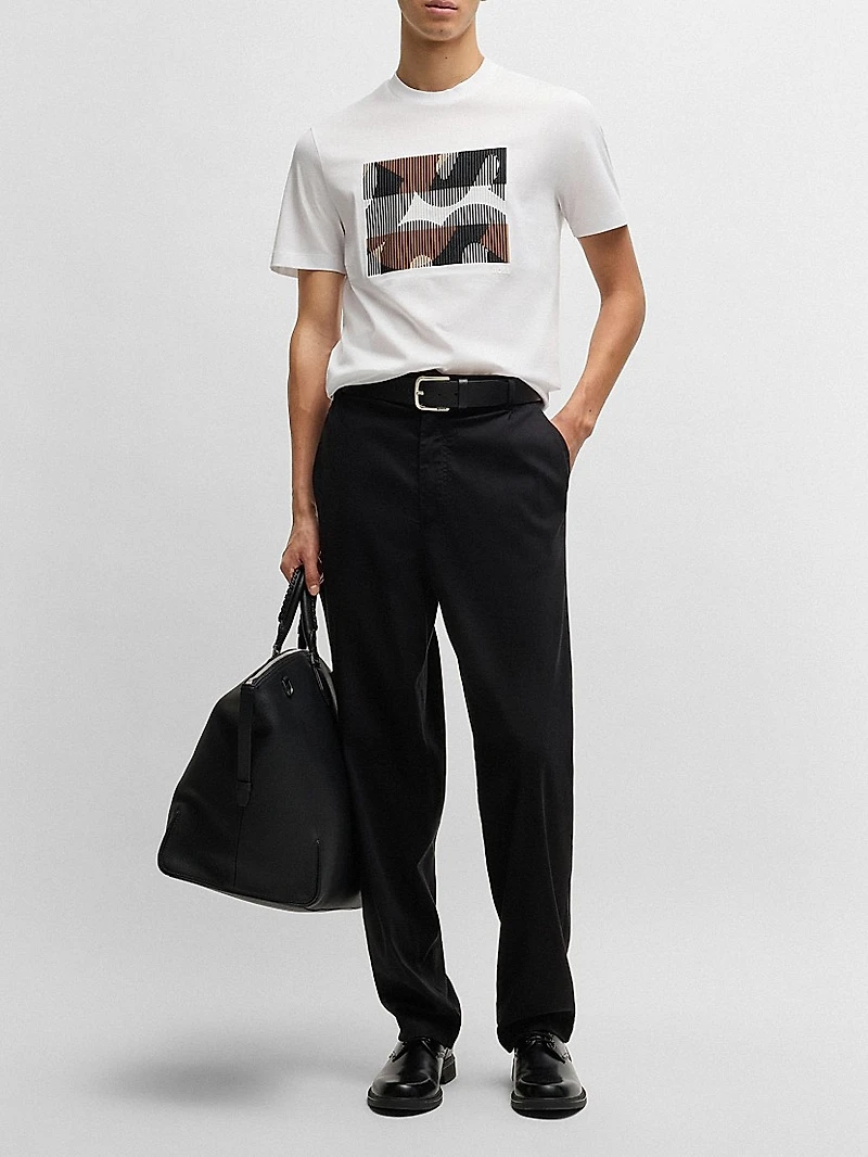 Mercerized-Cotton T-Shirt with Brand Artwork