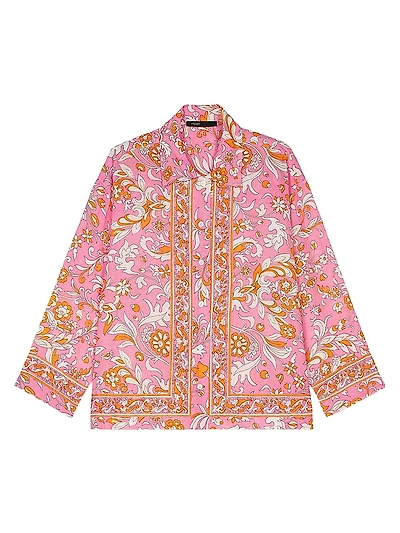 Patterned Flowing Linen Shirt