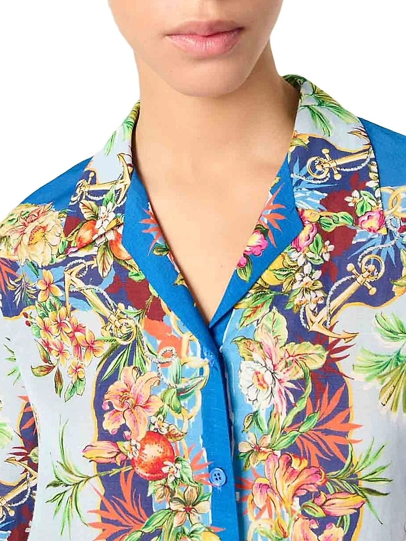 Patterned Cropped Shirt