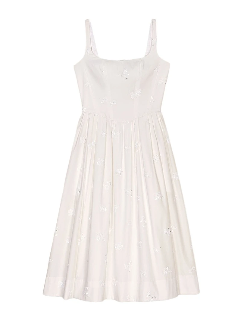 Embroidered Cotton Midi Dress