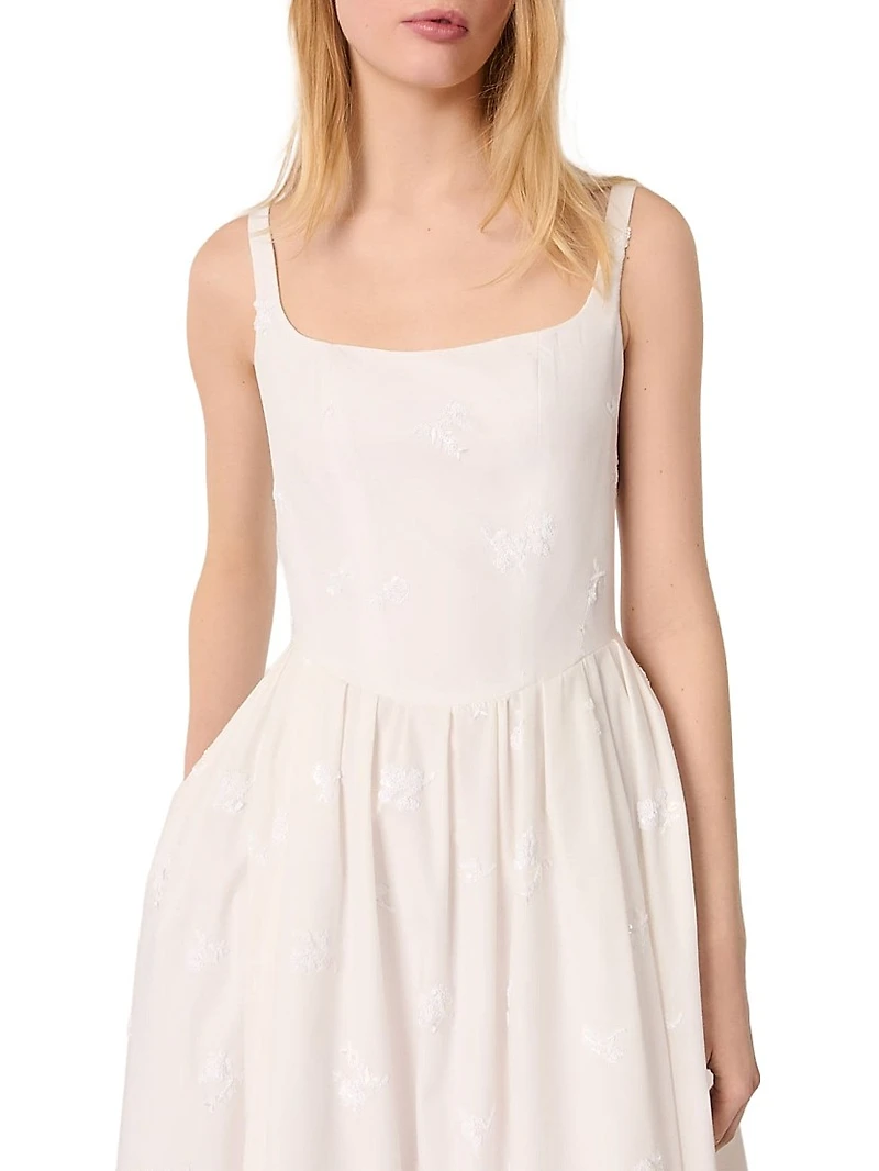 Embroidered Cotton Midi Dress