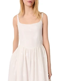 Embroidered Cotton Midi Dress
