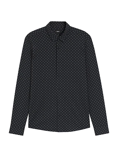 Slim-Fit Shirt Printed Performance-Stretch Italian Fabric