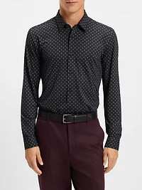 Slim-Fit Shirt Printed Performance-Stretch Italian Fabric