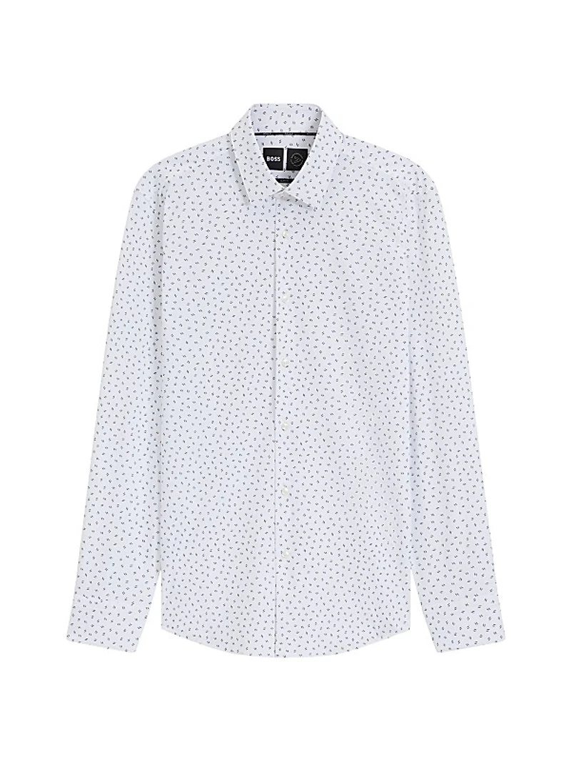 Slim-Fit Shirt in Printed Performance-Stretch Jersey