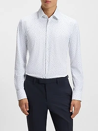 Slim-Fit Shirt in Printed Performance-Stretch Jersey