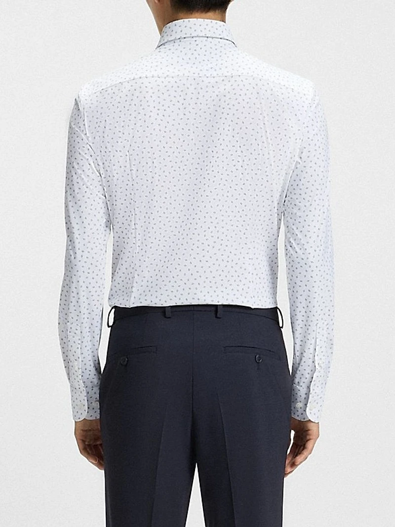 Slim-Fit Shirt in Printed Performance-Stretch Jersey