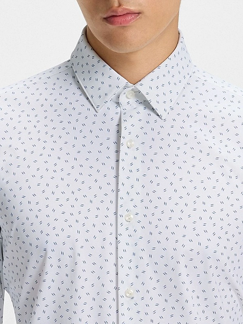 Slim-Fit Shirt in Printed Performance-Stretch Jersey