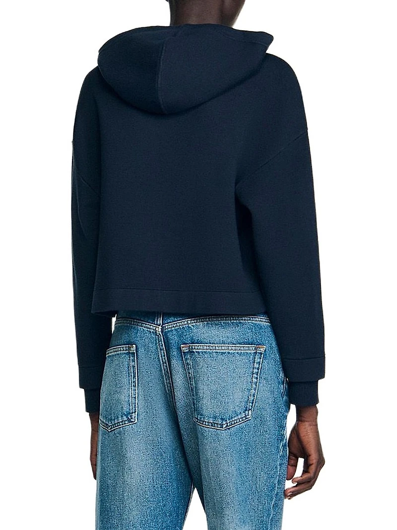 Knit and Denim Sweatshirt