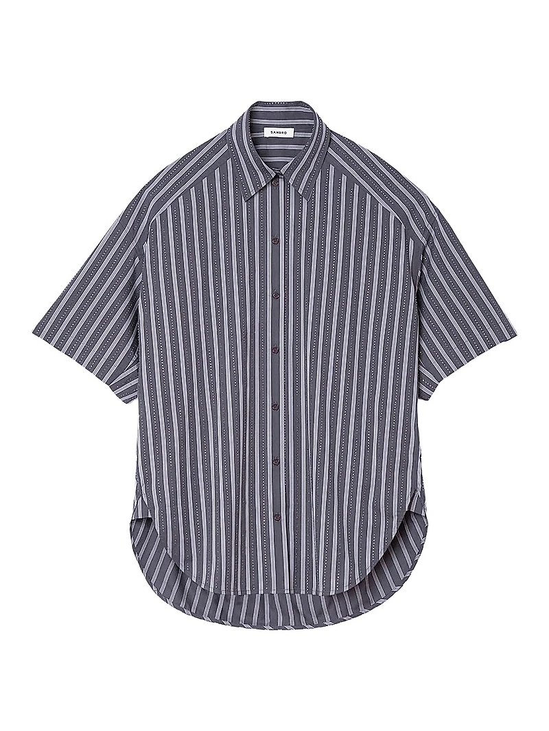 Oversized Striped Rhinestone Shirt