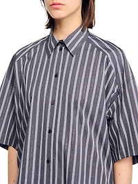 Oversized Striped Rhinestone Shirt