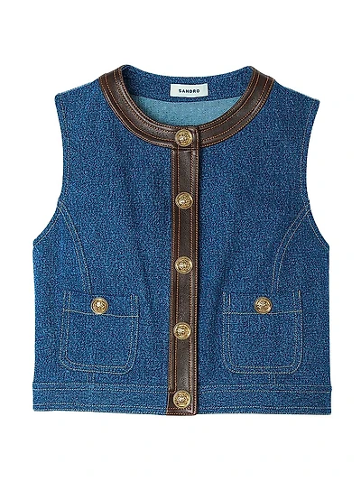 Denim and Leather Top