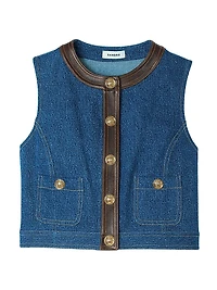 Denim and Leather Top
