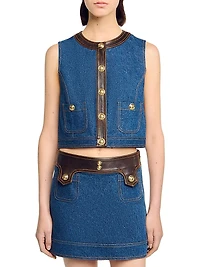 Denim and Leather Top
