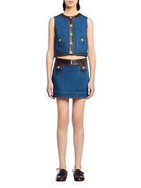 Denim and Leather Top