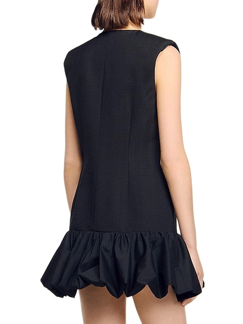 Short Tailored Dress with Ruffle