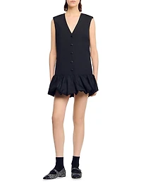 Short Tailored Dress with Ruffle