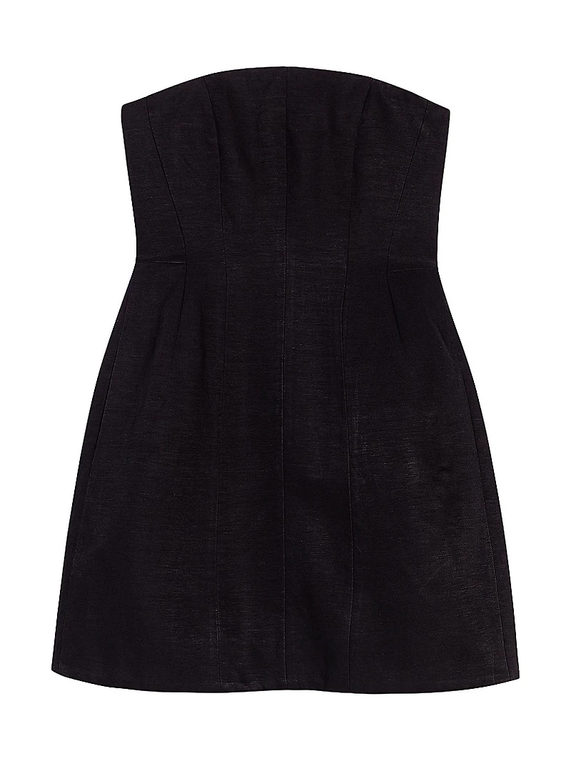 Short Strapless Linen Dress