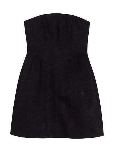 Short Strapless Linen Dress