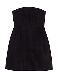 Short Strapless Linen Dress
