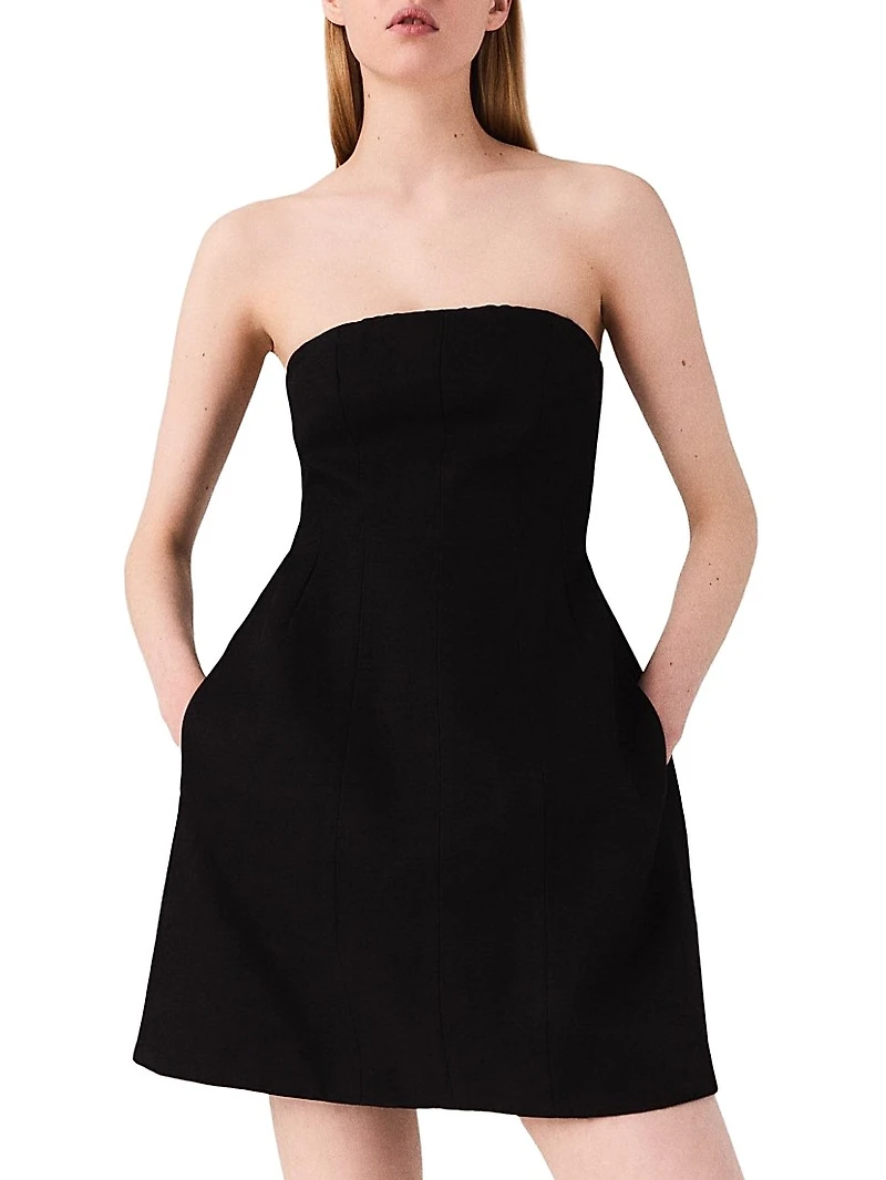 Short Strapless Linen Dress
