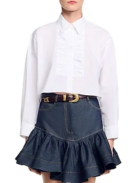 Cropped Shirt with Bow Detail