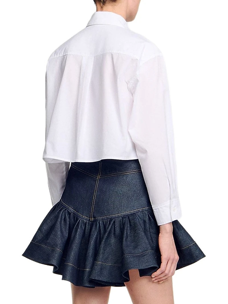 Cropped Shirt with Bow Detail