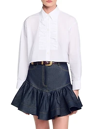 Cropped Shirt with Bow Detail