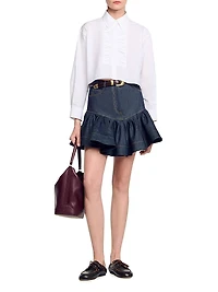 Cropped Shirt with Bow Detail