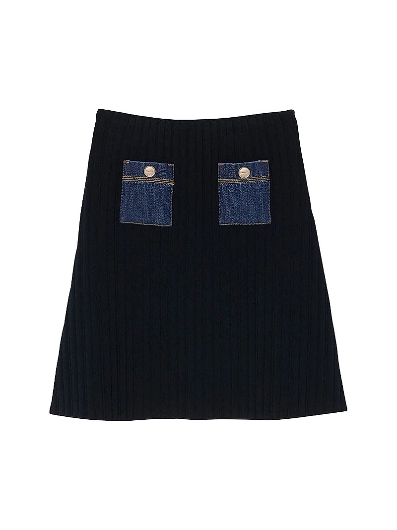 Mini Knit and Denim Skirt