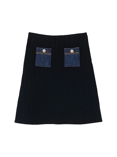 Mini Knit and Denim Skirt