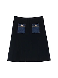 Mini Knit and Denim Skirt